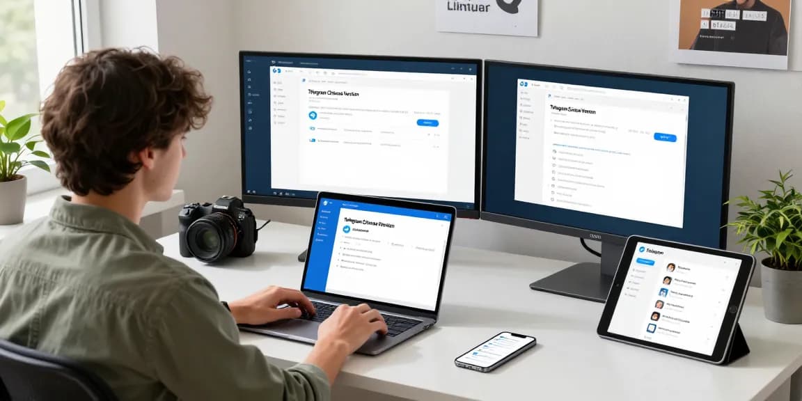Setting up the Telegram Chinese Version interface on a laptop, showcasing user-friendly customization.