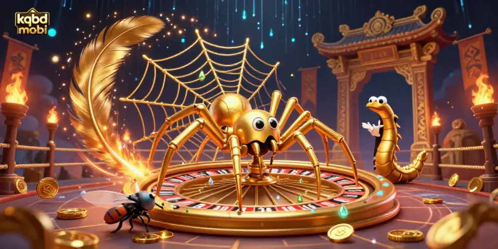 Experience the thrill of kqbd mobi with a golden spider creating a roulette wheel, capturing the excitement of sports betting.