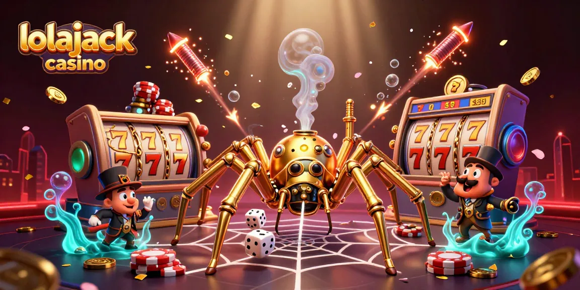 Spin the reels at lolajack casino with a dazzling steampunk scene showcasing engaging game elements.